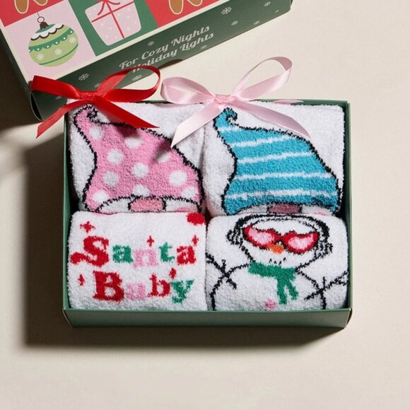 * NEW ARRIVAL * Santa Baby Set of 4 Holiday Socks - Picture 1 of 6